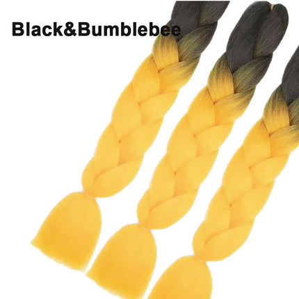 62cm Synthetic Gradient Coloured Braiding Hair Extensions - Black&Bumblebee