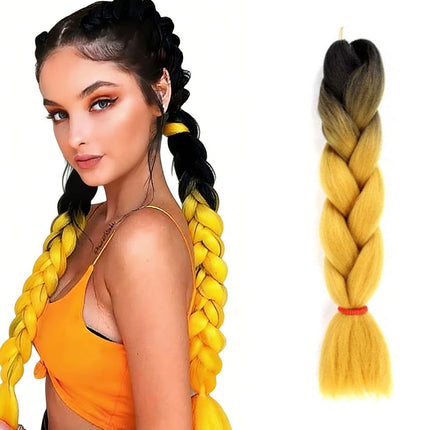 62cm Synthetic Gradient Coloured Braiding Hair Extensions - Black&Butter