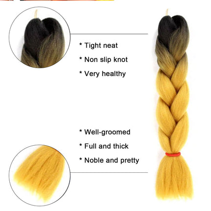62cm Synthetic Gradient Coloured Braiding Hair Extensions - Black&Butter