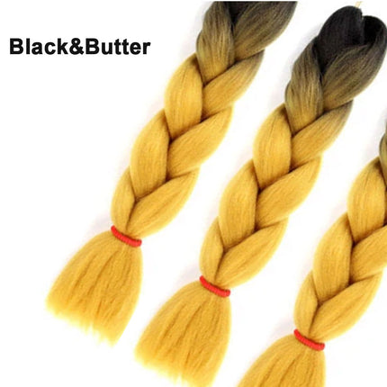 62cm Synthetic Gradient Coloured Braiding Hair Extensions - Black&Butter