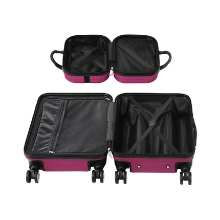 2PCS 20+12" Luggage Suitcase Trolley Set Travel TSA Lock Storage Hard Case Plum