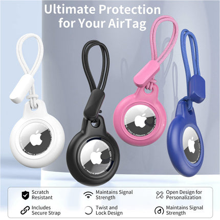 4 Packs Apple AirTag Lanyard Plastic Case Protector Cover