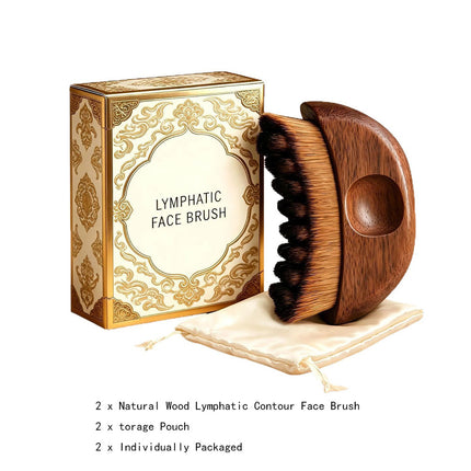 2Pack Red Peach Wood Lymphatic Facial Dry Brush for Christmas Gifts