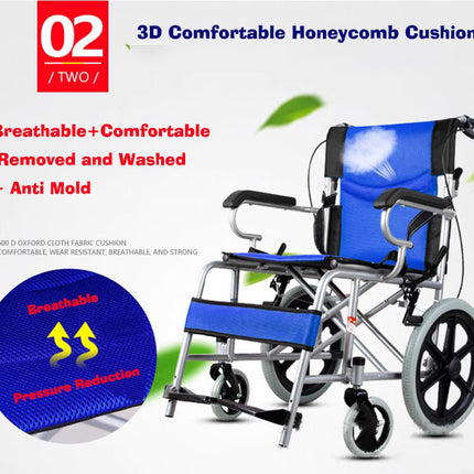 16' inch Foldable Disabled Elderly Wheelchair Washable 3D Honeycomb Cushion