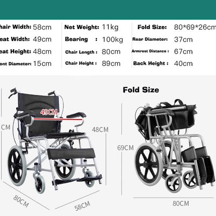 16' inch Foldable Disabled Elderly Wheelchair Washable 3D Honeycomb Cushion