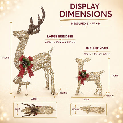 2-Piece Led Lighted Christmas Gold Prancing Reindeer Set Decoration