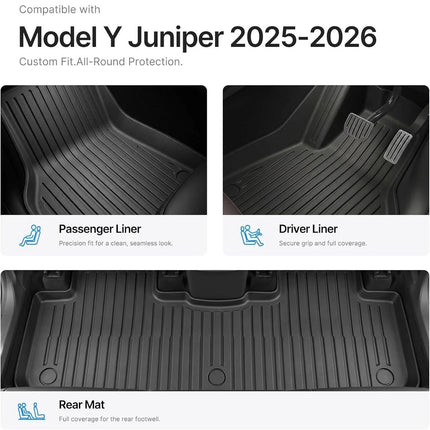 9Pcs TPE Floor 3D Mats for 2025 2026 2027 Tesla Model Y Juniper 5-Seater Mat