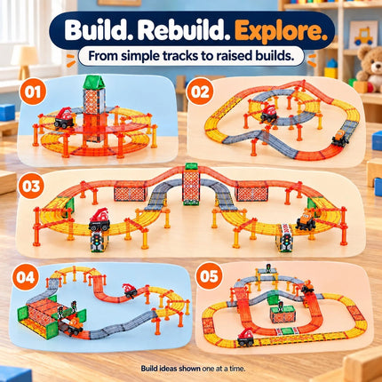 100 Pcs Magnetic Construction Track Tiles 3D Kids Education Toys Christmas Gift