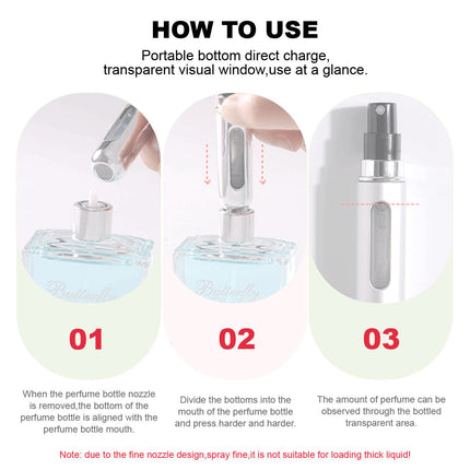 2Pcs Mini Perfume Atomizer Bottle 8ml Empty Small Spray Bottle for Travel Champagne