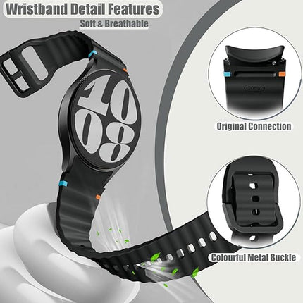 Black For Samsung Galaxy Watch 7 6 5 4 FE 40mm 44mm Sport Silicone Watch Band Strap Au