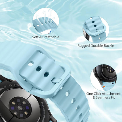 Light Blue For Samsung Galaxy Watch 7 6 5 4 FE 40mm 44mm Sport Silicone Watch Band Strap Au