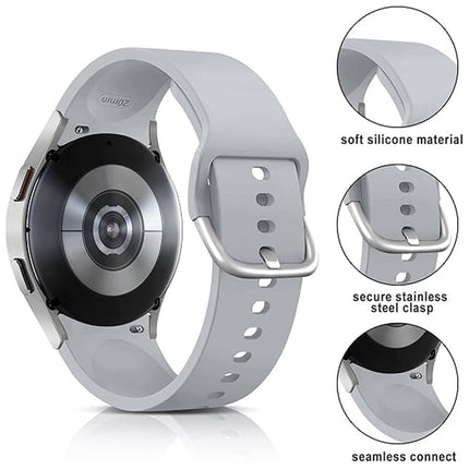Samsung Galaxy Watch 7 4 5 6 Pro Classic 40 44 43 45 47 mm Silicone Replace Band Grey