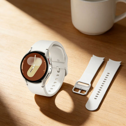 Samsung Galaxy Watch 7 4 5 6 Pro Classic 40 44 43 45 47 mm Silicone Replace Band White