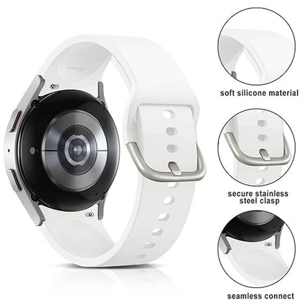 Samsung Galaxy Watch 7 4 5 6 Pro Classic 40 44 43 45 47 mm Silicone Replace Band White