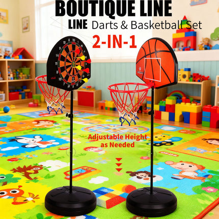 2 in 1 Kids Basketball Hoop Darts Dartboard Game Set Indoor Outdoor Sports Toys