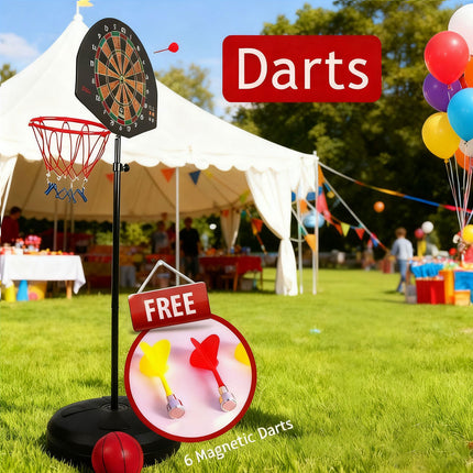 2 in 1 Kids Basketball Hoop Darts Dartboard Game Set Indoor Outdoor Sports Toys