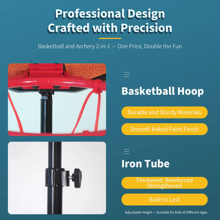 2 - in - 1 Kids Basketball Hoop and Archery Game Set Toys Gift Sport Center