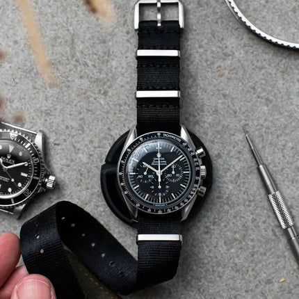 Breathable Watch Straps for NATO Style Wristwatches Band Black