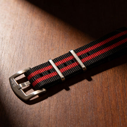 Breathable Watch Straps for NATO Style Wristwatches Band Black&Red