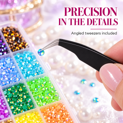 24 Colour Resin Rhinestones Kit 3mm Flatback Gems for Nail Art & DIY Crafts