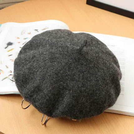 Unisex Beanie Lady Wool French Beret Hat Cap Winter Warm Iron Ring Design Rock Splendid&Co.