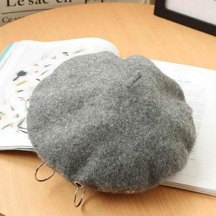 Unisex Beanie Lady Wool French Beret Hat Cap Winter Warm Iron Ring Design Rock Splendid&Co.