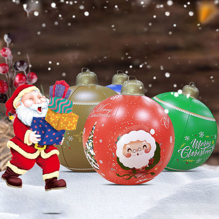 24 Inch Inflatable Christmas Ball Decorations Outdoor Rechargeable LED Light