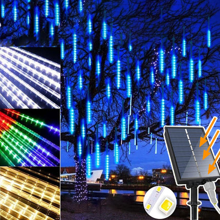 White 288 LEDS Christmas Solar Meteor Shower Lights Falling Star Rain Drop Icicle Light