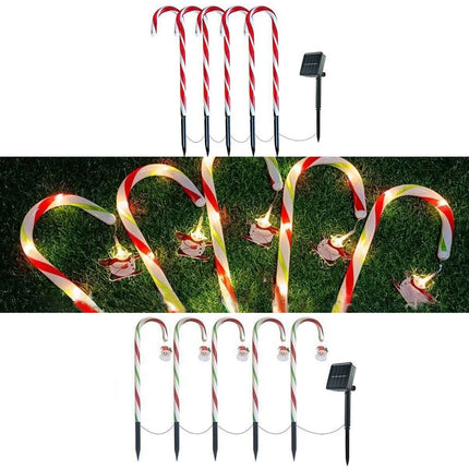 5x Solar Powered LED Christmas Sugar Candy Light Outdoor Garden Lamp Backyard