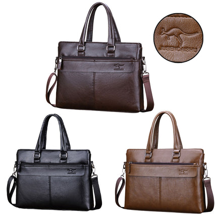 14'' Mens Leather Shoulder Bag Handbag Business Briefcase Crossbody Tote Men