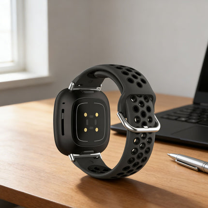 Black Fitbit Versa 3, Versa 4 & Sense,  Sense2 Watch Strap Replacement Silicone Sports Wrist Band