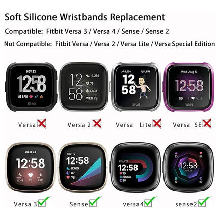 Black Fitbit Versa 3, Versa 4 & Sense,  Sense2 Watch Strap Replacement Silicone Sports Wrist Band