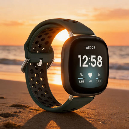 Olive & Black For Fitbit Versa 4 3 Sense 2 Watch Strap Replacement Silicone Wrist Band Bands