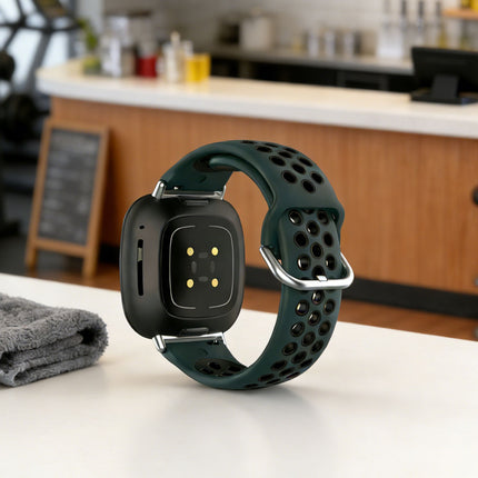 Olive & Black For Fitbit Versa 4 3 Sense 2 Watch Strap Replacement Silicone Wrist Band Bands