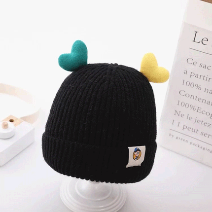 Warm Stretchy Baby Beanie Hat With Heart Horn Splendid&Co.