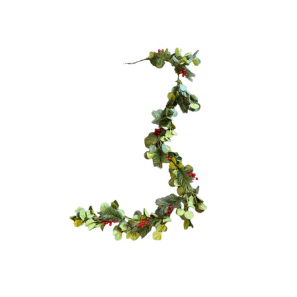 180cm Christmas Eucalyptus & Berry Garland with Pine Needles Festive Greenery Decor