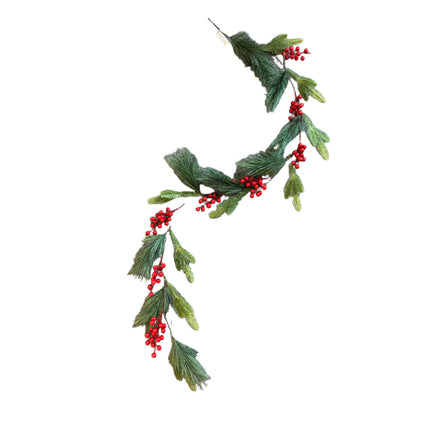 1.6M Christmas Pine & Red Berry Garland Artificial Festive Greenery Holiday Decor