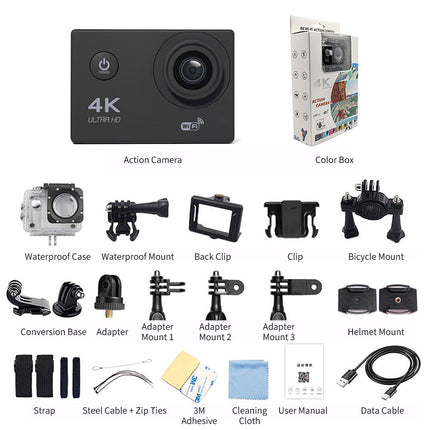 4K 2'' Ultra HD 1080P Sport WiFi 16MP Cam Action Camera DV Video Recorder Go Pro