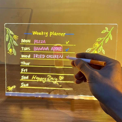 30*20CM LED Note Board With Colors Acrylic Dry Erase Board With Light