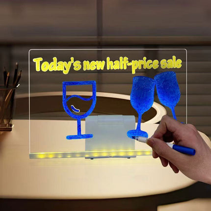 30*20CM LED Note Board With Colors Acrylic Dry Erase Board With Light