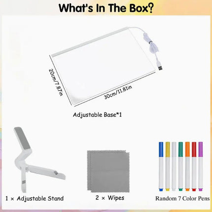 30*20CM LED Note Board With Colors Acrylic Dry Erase Board With Light