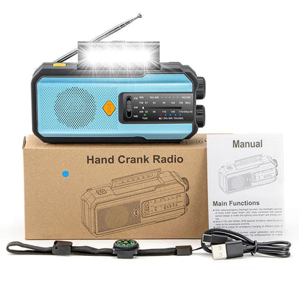 Hand Crank Dynamo Wind Up Solar Portable AM FM Radio USB Charger Light Torch