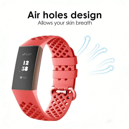 Fitbit Charge 3 4 Watch Soft Silicone Sports Replacement Band Wrist Strap Red