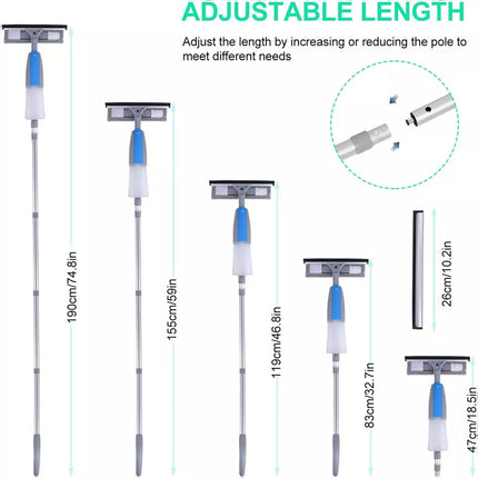 Extendable Window Cleaner Kit Telescopic Glass Cleaning Pole Long With Squeegee