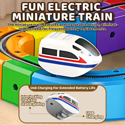 Flexible Rail Car Racing Track Set, Train Rail Cube Assembly Race Game Railway Building Kit