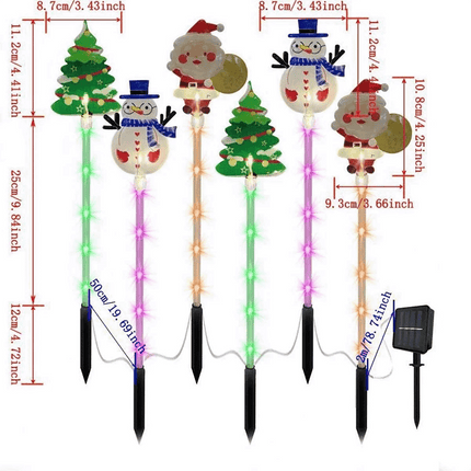 12Pcs Solar Christmas Stake Light LED Outdoor Waterproof Garden Walkway Decor