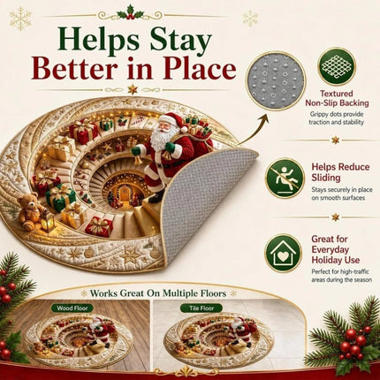 Large Round Christmas Rugs 3D Printed Illusion Rug Anti Slip Soft Carpet Mat   （B  80*80cm)