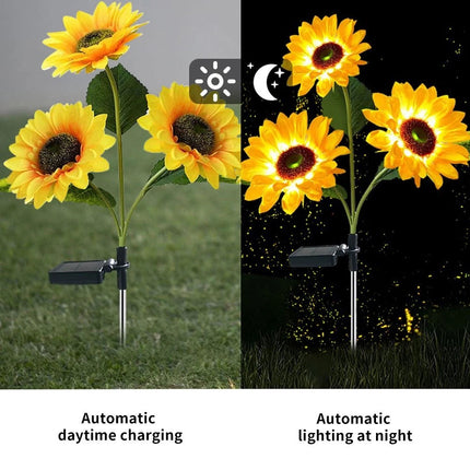 2x Solar Power Garden Stake Lights Sunflower LED Flower lawn Decor Lamp Outdoor