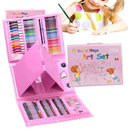 208PCS   Art Set Box Case Paint Draw Drawing Colour Pencils Pastels Gift Kit