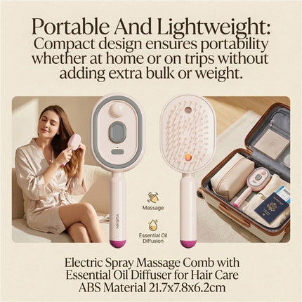 Pink Electric Scalp Massage Comb Red Light Hair Care Brush Rechargeable Head Massager